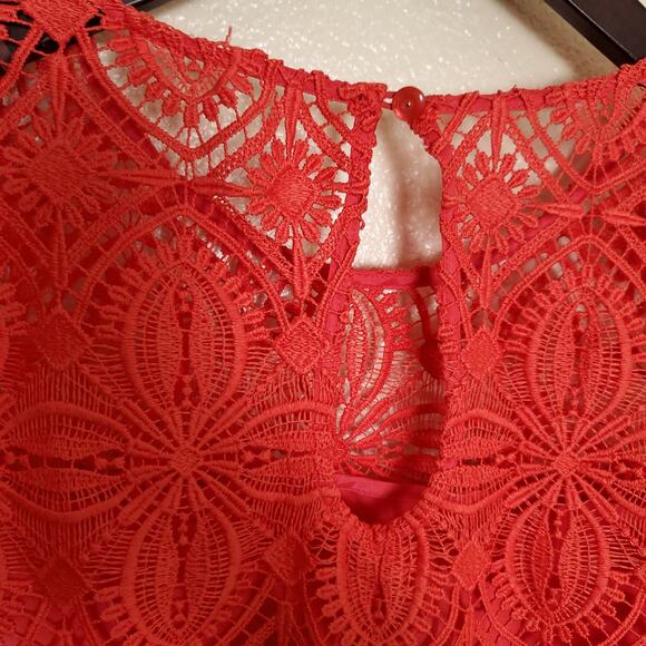 NWT TRINA TURK Dress Red Venetian Lace Party Cocktail Wedding Guest Dress Sz 8 - Picture 12 of 14